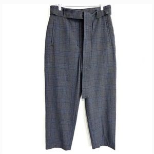 WILFRED Plaid Tie-Front Cropped Business Slack